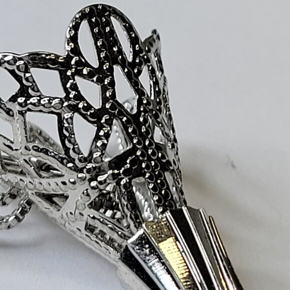 Silver Filigree Dangle Drop Earrings with Long Tassels - Picture 4 of 9